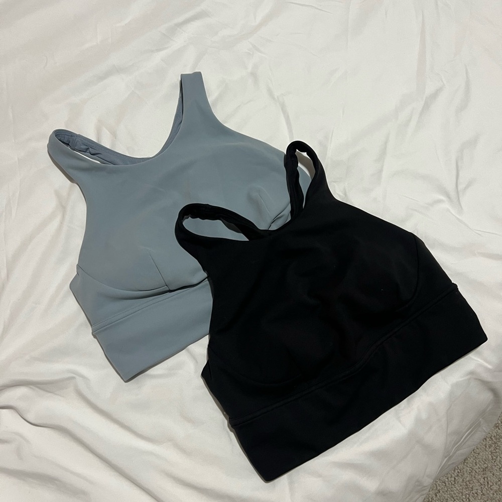 Lululemon wunder train longline bra. Size 8 in black and grayish blue
